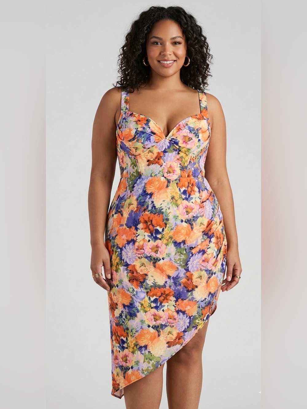 New! Cider Floral Asymmetrical Dress Womens Size 4XL